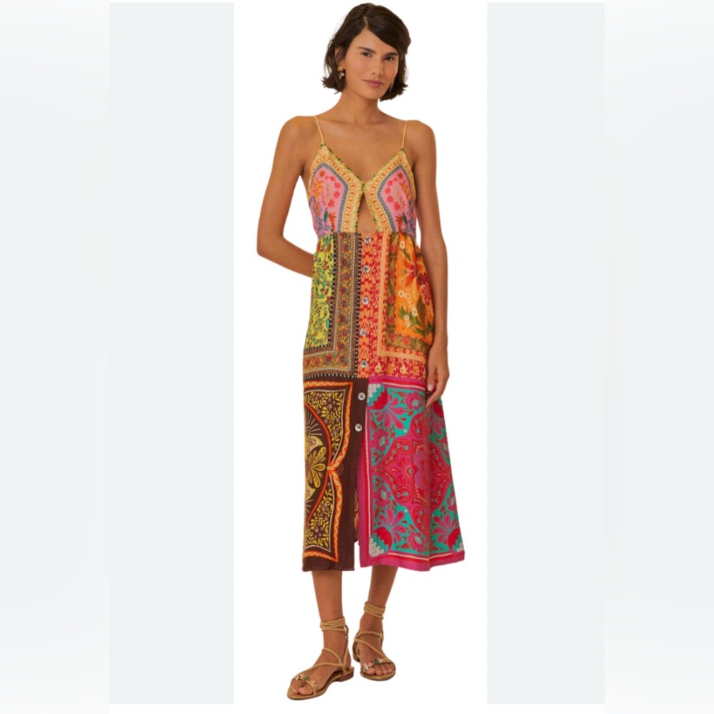 FARM Rio Colorful Patchwork Midi Dress - Picture 4 of 10
